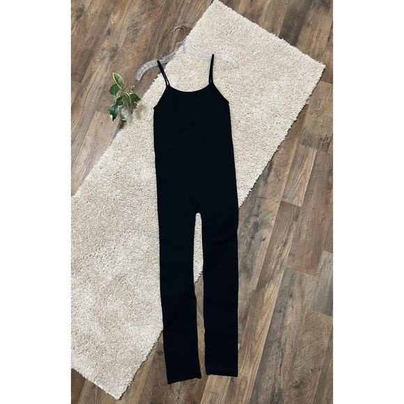 Zara Size Medium Large Black Ribbed Sleeveless Seamless Jumpsuit - Picture 5 of 5